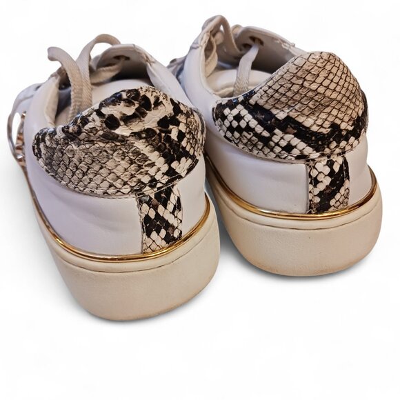 Steve Madden White Gold Studded Snakeskin Fashion Vegan Sneakers Size 6.5 - Picture 9 of 15